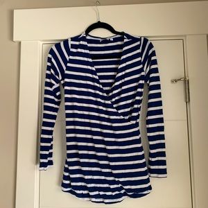 ASOS Maternity/Nursing Top, navy white stripe, size 08